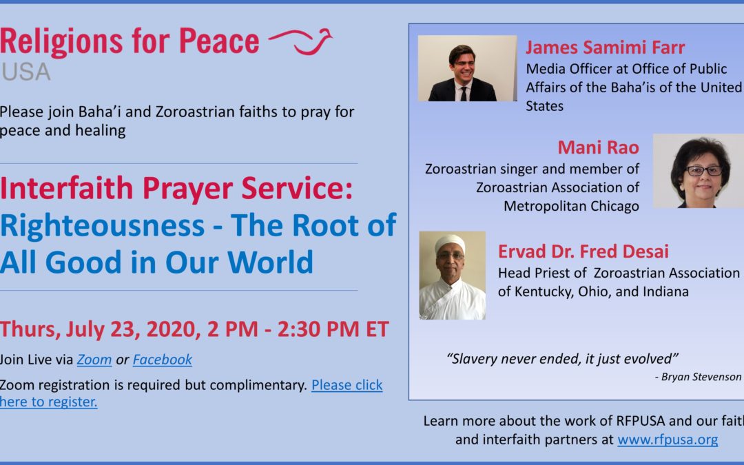 July 23 – Interfaith Prayer Service: Righteousness – The Root of All Good in Our World