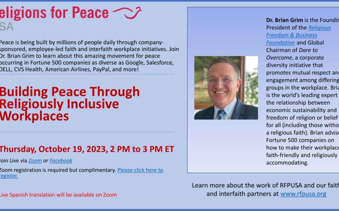 Oct 19 – Building Peace Through Religiously Inclusive Workplaces