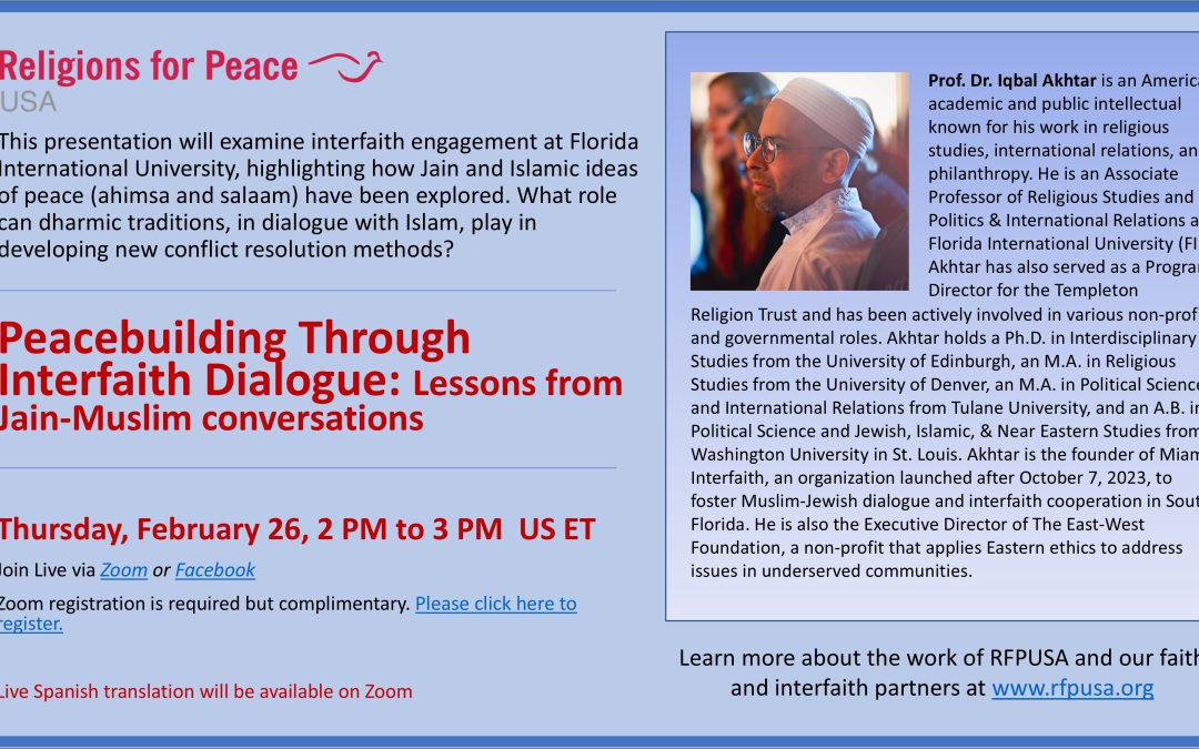 Feb 26 – Peacebuilding Through Interfaith Dialogue: Lessons from Jain-Muslim conversations